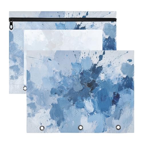 Federmäppchen mit Reißverschluss, Stifthalter für A4-Papier, Briefe, 2 Stück, Lehrer, Büro, abstrakte Kunst, Spritztinte, Blau Federmäppchen mit Reißverschluss, Stifthalter für A4-Papier, Briefe, 2 Stück, Lehrer, Büro, abstrakte Kunst, Spritztinte, Blau von siphylline