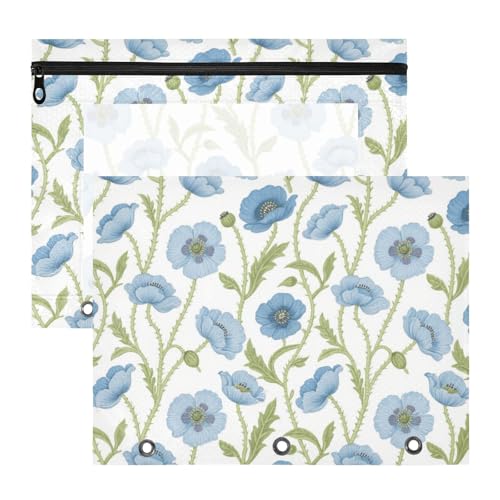 Federmäppchen mit Sichtfenster, Kunststoff, für A4-Papier, Briefe, 2 Stück, Studenten, Zuhause, Vintage, blaue Maismohnblumen Federmäppchen mit Sichtfenster, Kunststoff, für A4-Papier, Briefe, 2 Stück, Studenten, Zuhause, Vintage, blaue Maismohnblumen von siphylline