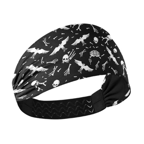 Fliegender Knochen-Design, Halloween, rutschfester Kopfband-Halter, Organizer, elastischer Kopf für Damen, für Tennis, Fußball, Laufen, Waschen des Gesichts von siphylline