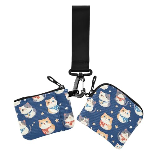 Funny Blue Cats Damen Kartenetuis Kleingeldhalter Minimalistischer Reißverschluss Bargeld Münzbörse mit Reißverschluss Münzfach für Damen 2 Stück Funny Blue Cats Damen Kartenetuis Kleingeldhalter Minimalistischer Reißverschluss Bargeld Münzbörse mit Reißverschluss Münzfach für Damen 2 Stück von siphylline
