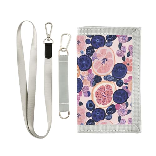Funny Saskatoon Berry Fruit Rose Gold Trifold Thin Wallet for Men for Womans Minimalist Card Wallets for Men with Lanyard, Funny Saskatoon Berry Fruit Rose Gold, 1 size von siphylline