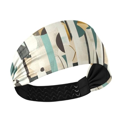 Geometrisches grünes abstraktes, rutschfestes, breites Stirnband, dehnbare Schweißbänder für Fußball, Tennis, Fußball von siphylline