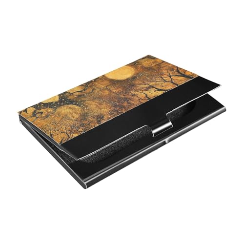 Gold Tree Slim Visitenkartenetui mit Kartenhalter aus Leder und Edelstahl zum Schutz Ihrer Karten von siphylline