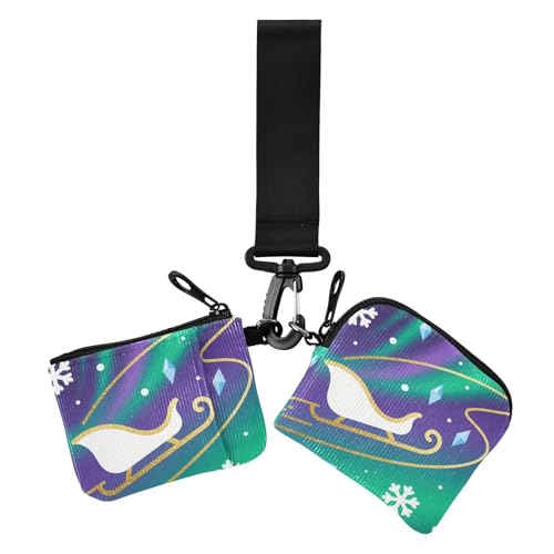 Gold Weihnachten Glitzer Damen Kleingeld Wallet Kartenhüllen Minimalistischer Ausweis-Schutz mit Reißverschlusstasche für Frauen 2 Packungen von siphylline