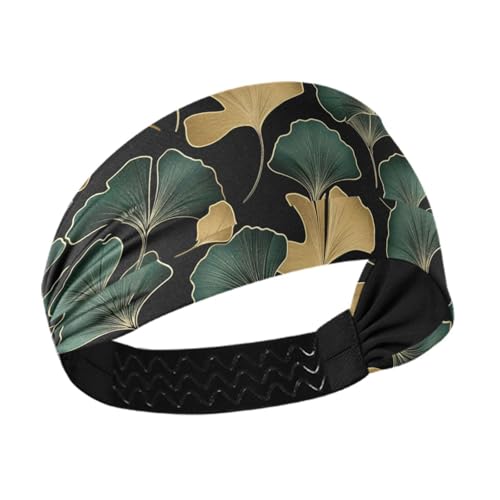 Goldenes grünes Ginkgo-Blatt, rutschfestes Damen-Stirnband, dehnbares Haarband für Tennis, Basketball, Waschen des Gesichts, Fußball von siphylline