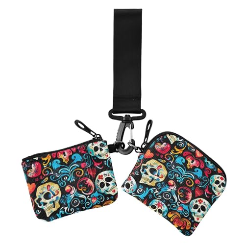 Gothic Bunte Totenköpfe Damen Geldbörsen Kartenetuis Slim Portable Geld Organizer mit Schlüsselanhänger für Damen 2 Stück Gothic Bunte Totenköpfe Damen Geldbörsen Kartenetuis Slim Portable Geld Organizer mit Schlüsselanhänger für Damen 2 Stück von siphylline