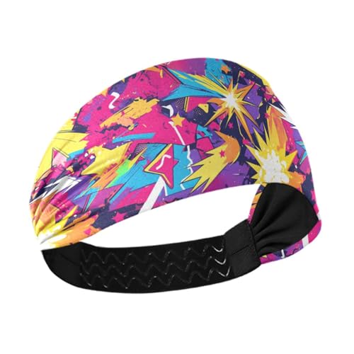 Graffiti-Kunstwerk, bunte Sterne, rutschfest? Modische Damen-Stirnbänder, elastisches Haar zum Laufen, Waschen des Gesichts, Radfahren, Waschen des Gesichts von siphylline