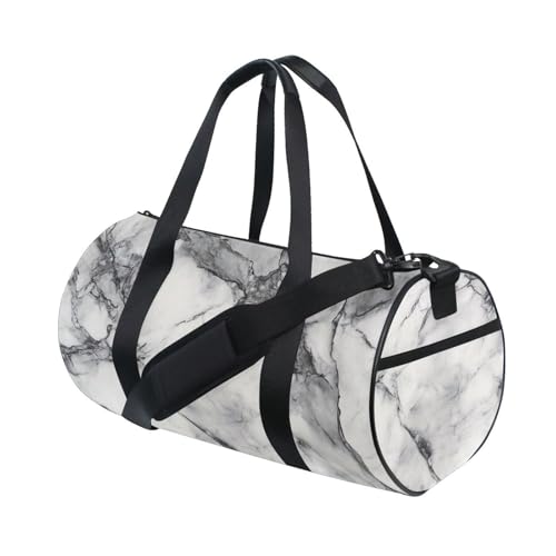 Grau-weiße Marmor-Textur, große Tasche, Handgepäck, Wochenendtasche, Übernachtungstasche, Trekking, großes Fassungsvermögen von siphylline