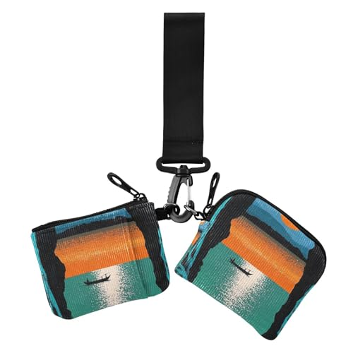 Green Lake Damen Dual Wallets Visitenkartenetuis Mini Fashion Münzgeldbörse Kleingeldhalter mit Schlüsselanhänger für Damen 2 Stück von siphylline