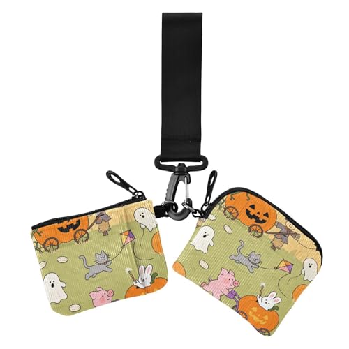 Halloween Farm Damen Kartenetuis Kleingeldhalter Große Kapazität Münzgeldbörse Kleingeldhalter mit Schlüsselanhänger für den täglichen Gebrauch, 2 Packungen Halloween Farm Damen Kartenetuis Kleingeldhalter Große Kapazität Münzgeldbörse Kleingeldhalter mit Schlüsselanhänger für den täglichen Gebrauch, 2 Packungen von siphylline