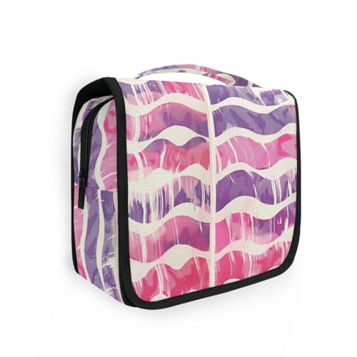 Helle geriffelte Tasche für Herren mit Haken zum Aufhängen, Reißverschluss, Make-up-Tasche mit Fächern und Griff von siphylline