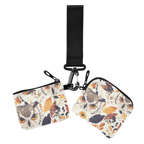 Herbst Eulen Blätter Damen Münzbörse Kartenhalter Kompakte Größe Visitenkartenhalter mit Schlüsselanhänger für Arbeit Reisen 2 Packungen Herbst Eulen Blätter Damen Münzbörse Kartenhalter Kompakte Größe Visitenkartenhalter mit Schlüsselanhänger für Arbeit Reisen 2 Packungen von siphylline