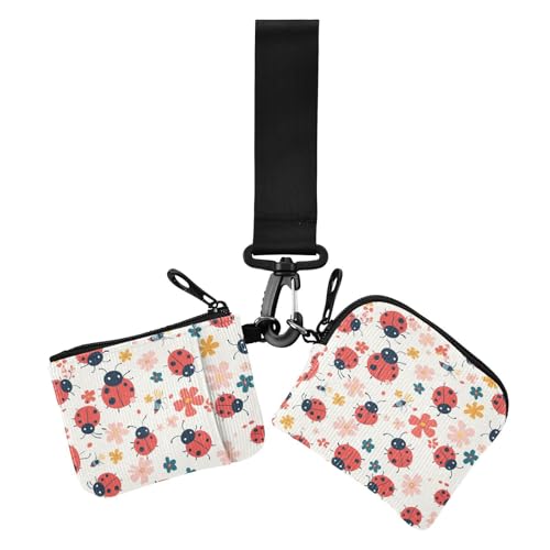 Insect Safari Minimalistische Blumen Damen Dual Wallets Visitenkartenetuis Kleine Tragbare Geld Organizer mit Schlüsselanhänger für den täglichen Gebrauch, 2 Packungen von siphylline