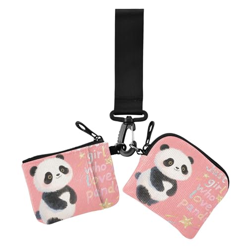 Just A Girl Who Loves Panda Damen Münzgeldbörse Kartenhalter Mini Mode Visitenkartenetui Geld Organizer mit Reißverschluss Münzfach für den täglichen Gebrauch, 2 Packungen von siphylline