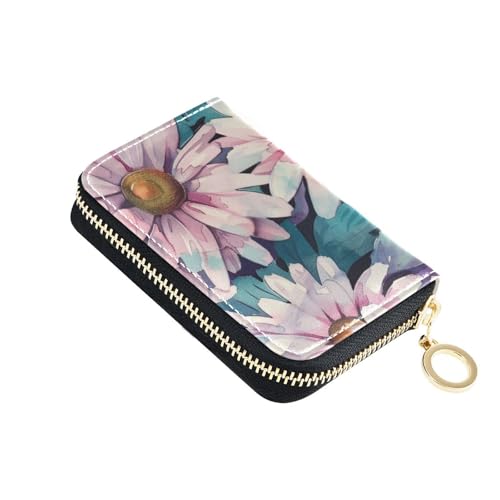 Kartenetui aus Leder mit Blumenmuster, mit RFID-blockierendem Kartenetui für Herren, mit Reißverschluss von siphylline