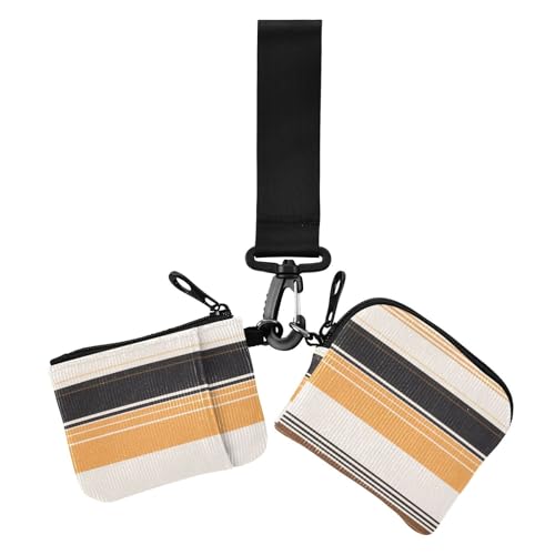 Khaki Schwarz Beige gestreift Damen Kleingeldbörse Kartenetuis klein tragbar Reißverschluss Münzbörse Geldbörse Geldbörse mit Schlüsselanhänger für Frauen 2 Stück von siphylline