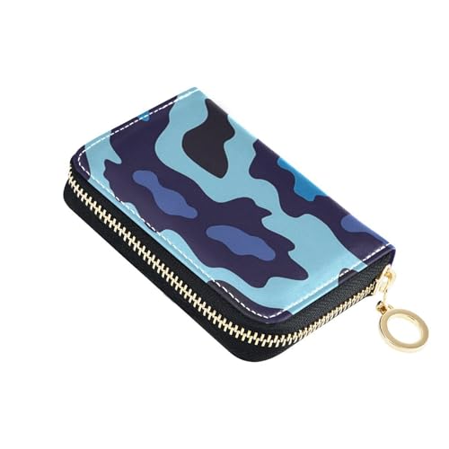 Kleine Geldbörse für Karten mit RFID-blockierendem Kartenetui mit Reißverschluss, Saphirleder, puderblau von siphylline