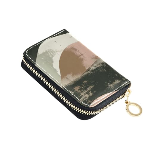 Kleines Kartenetui aus rosafarbenem Samtband, olivgrün und sandfarben, mit 9 Kartenfächern, RFID-blockierendem Kartenhalter mit Reißverschluss von siphylline