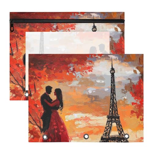 Kosmetiktasche, stabile Taschenmappen für A4-Papier, Briefe, 2 Stück, Studenten, Schulanfang, Eiffelturm, bemalt, romantisches Paar Kosmetiktasche, stabile Taschenmappen für A4-Papier, Briefe, 2 Stück, Studenten, Schulanfang, Eiffelturm, bemalt, romantisches Paar von siphylline