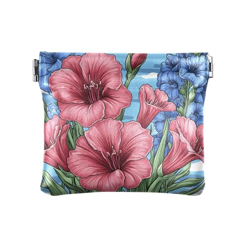 Kosmetiktasche mit Cartoon-Gladiolen-Blumenmuster, PU-Leder, kleine Münzen, einzigartige Kosmetiktasche für Damen, Cartoon-Gladiolen-Blumen, 1 size, Modern Kosmetiktasche mit Cartoon-Gladiolen-Blumenmuster, PU-Leder, kleine Münzen, einzigartige Kosmetiktasche für Damen, Cartoon-Gladiolen-Blumen, 1 size, Modern von siphylline