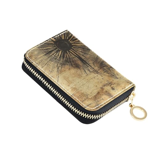 Kreditkartenetui aus Leder mit Retro-Vintage-Schild für Damen, mit RFID-blockierendem Kreditkartenetui für Damen, mit Reißverschluss von siphylline