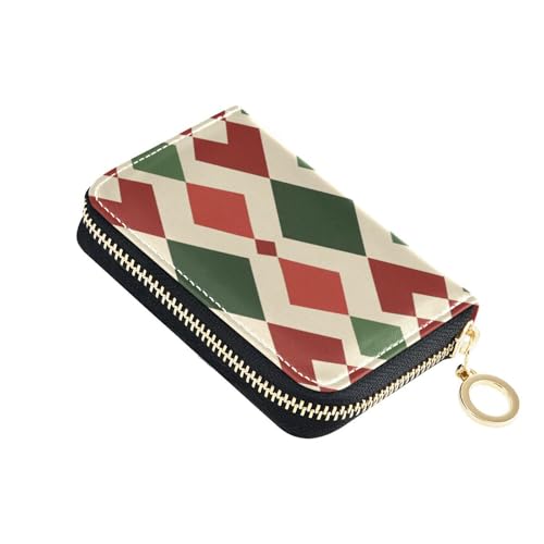 Kreditkartenetui aus Leder mit Weihnachtsstreifen, mit RFID-blockierendem Kreditkartenetui für Herren mit Reißverschluss von siphylline