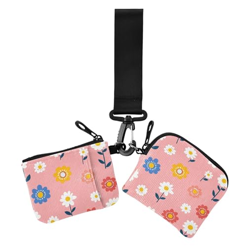 Little Fresh Pfirsich süße Blumen Damen Münzbeutel Kartenhalter klein abnehmbare Handgelenktasche Schlüsselhalter mit Schlüsselanhänger für den täglichen Gebrauch, 2 Stück Little Fresh Pfirsich süße Blumen Damen Münzbeutel Kartenhalter klein abnehmbare Handgelenktasche Schlüsselhalter mit Schlüsselanhänger für den täglichen Gebrauch, 2 Stück von siphylline