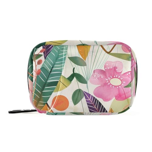 Medikamentententasche mit tropischen Blättern und Blumen, mit abnehmbaren Fächern, tragbarer Reise-Pillen-Organizer von siphylline