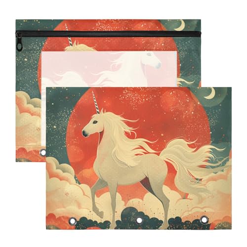 Mehrzweck-Aufbewahrungstasche für A4-Papier, Briefe, 2 Stück, Studenten, Collegebedarf, Einhörner, Ukiyo-e-Stil Mehrzweck-Aufbewahrungstasche für A4-Papier, Briefe, 2 Stück, Studenten, Collegebedarf, Einhörner, Ukiyo-e-Stil von siphylline