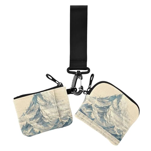Mountain with White Sheet Music Score Beige Damen Dual Wallets Visitenkartenetuis Dünn Flach Reißverschluss Wristlet Wallet mit Schlüsselanhänger für Frauen 2 Stück von siphylline