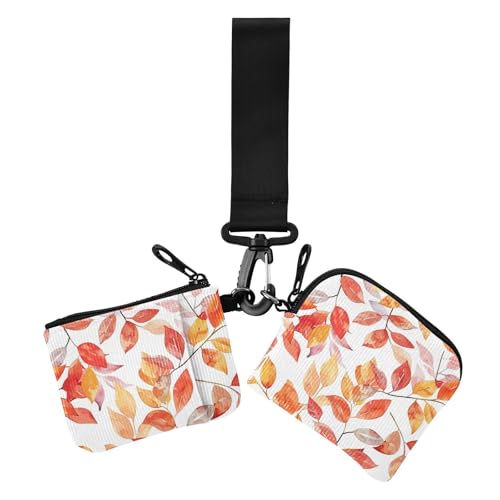 Münzgeldbörse mit 2 Kartenfächern, Herbst-Orangenblätter, Mini-Münzgeldbörse, Kleingeldbörse mit Schlüsselanhänger, für Damen, 2 Stück Münzgeldbörse mit 2 Kartenfächern, Herbst-Orangenblätter, Mini-Münzgeldbörse, Kleingeldbörse mit Schlüsselanhänger, für Damen, 2 Stück von siphylline