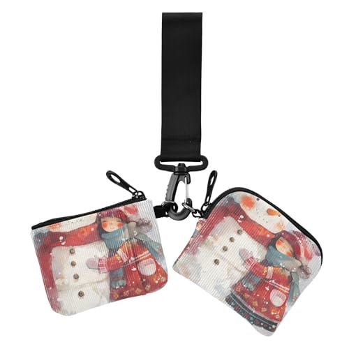 Münzgeldbörsen für Damen, Motiv: Schneemann, niedlich, dünn, flach, Ausweishalter, Schutz mit Schlüsselanhänger, für Damen, 2 Stück Münzgeldbörsen für Damen, Motiv: Schneemann, niedlich, dünn, flach, Ausweishalter, Schutz mit Schlüsselanhänger, für Damen, 2 Stück von siphylline