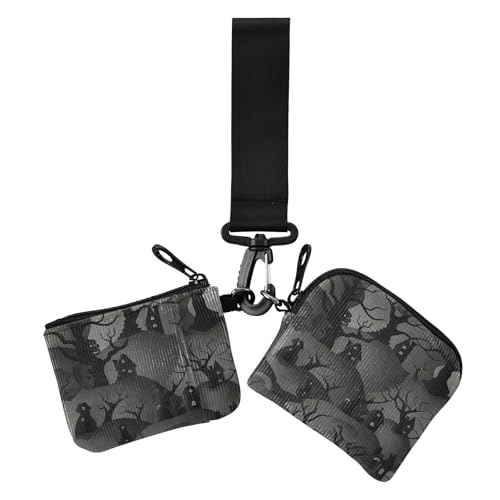 Mystery on Haunted Hill Damen Münzgeldbörsen Kartenetuis Mini Mode Kleingeld Geldbörse Schlüsselhalter mit Armband für Frauen 2 Stück von siphylline