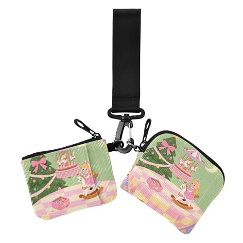 Niedliche rosa Spieluhr Damen Geldbörsen Kartenetuis Mini Mode Geld Organizer mit Schlüsselanhänger für Frauen 2 Packungen von siphylline