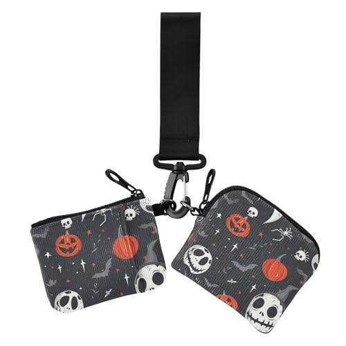 Nightmare Zombie Gryay Orange Dual Coin Purse Credit Card Holder Wallet Minimalist ID Card Holders Protector with Zipper Pocket for Ladies 2 Pcs von siphylline