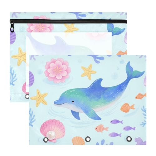 Ordnertaschen, stabile Taschenordner für A4-Papier, Briefe, 2 Stück, Studenten, Anfänger, Aquarellfarben, Kinder-Stil, Delfin, Tier, Fisch Ordnertaschen, stabile Taschenordner für A4-Papier, Briefe, 2 Stück, Studenten, Anfänger, Aquarellfarben, Kinder-Stil, Delfin, Tier, Fisch von siphylline