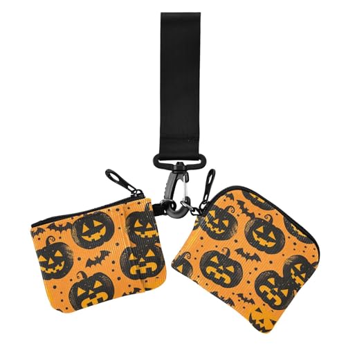 Plushies Jack O Lanterns Classic Halloween Dual Coin Purse Credit Card Holder Wallet Minimalist Key Chain Wallet Change Purse with Zipper Coin Pocket for Woman 2 Packs von siphylline