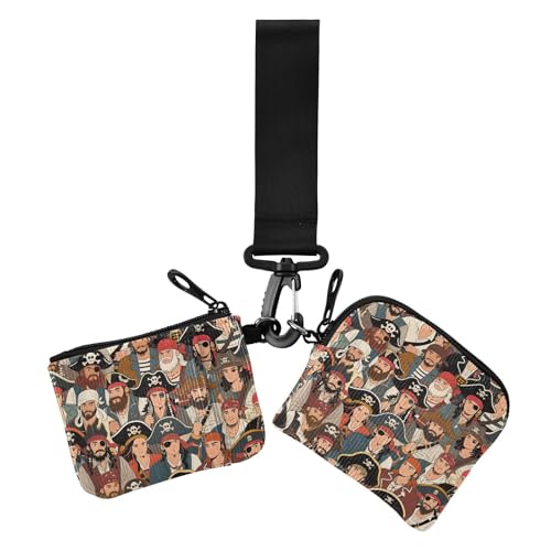 Retro-Cartoon-Piraten-Münzgeldbörse, Kartenetui, klein, tragbar, Münzgeldbörse, Kleingeldhalter mit Schlüsselanhänger für Damen, 2 Stück Retro-Cartoon-Piraten-Münzgeldbörse, Kartenetui, klein, tragbar, Münzgeldbörse, Kleingeldhalter mit Schlüsselanhänger für Damen, 2 Stück von siphylline