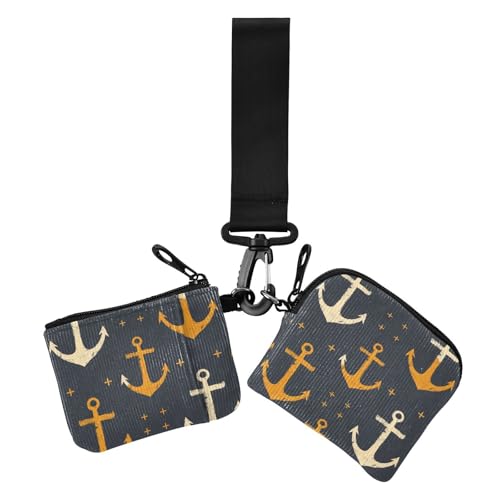 Retro Ocean Slate Damen Geldbörsen Kartenetuis Kleine Abnehmbare Ausweishalter Schutz mit Reißverschluss Münzfach für Damen 2 Packungen von siphylline