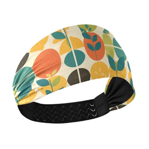 Retro-Stirnband, bunt, runde Blätter, feuchtigkeitsableitend, dehnbarer Kopf für Damen, zum Laufen, täglichen Gebrauch, Radfahren, Make-up von siphylline