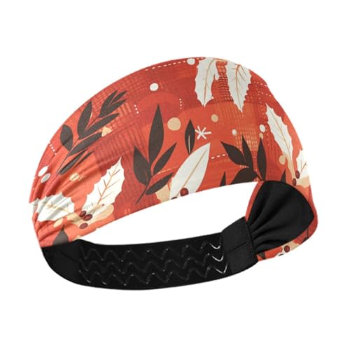 Rutschfeste Weihnachtsblätter-Stirnbänder für Damen, dehnbar, zum Waschen des Gesichts, Basketball, Wandern, Radfahren von siphylline