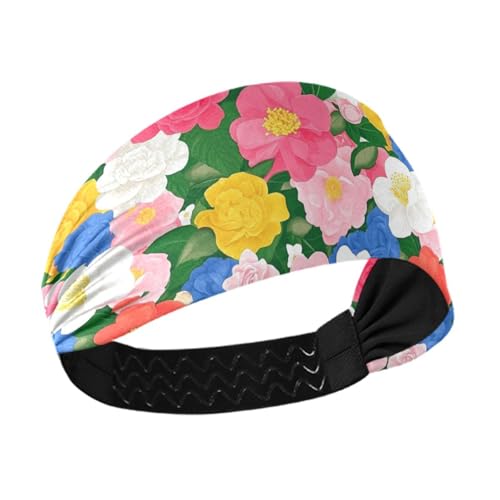 Schönes, feuchtigkeitsableitendes Damen-Stirnband, Frühlingsblumen, Kamelie, elastische Haarbänder für Make-up, Radfahren, Tennis, Volleyball von siphylline