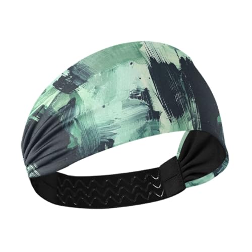 Schwarzes und hellgrünes Pastellfarben-Textur, rutschfestes Stirnband für Damen, modisch, elastischer Kopf für Damen, für den täglichen Gebrauch, Volleyball, Volleyball, Laufen von siphylline