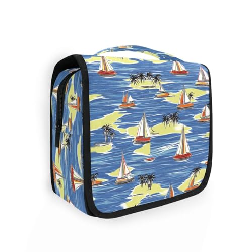 Seaside Segelboot-Tasche für Herren, mit Haken zum Aufhängen, Kosmetiktasche mit Fächern und Griff von siphylline