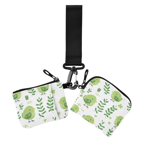 Smaragdgrüner süßer verspielter Vogel Damen Münzgeldbörsen Kartenetuis klein tragbar Karten-Organizer Geldbörse mit Reißverschluss Münzfach für Frauen 2 Packungen von siphylline