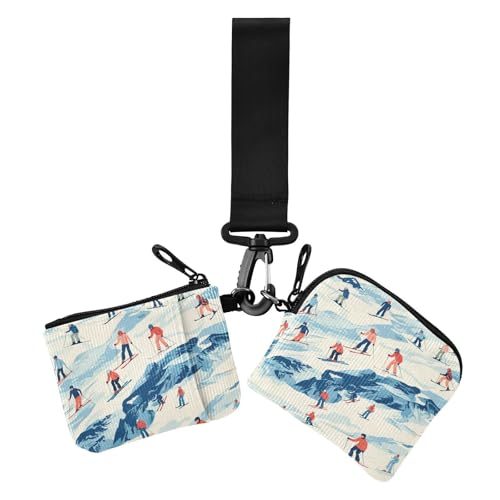 Snowboarders Blue Snowy Mountains Damen Kartenetuis Kleingeldhalter Kleingeldhalter Abnehmbare Kartenetui Geld Organizer mit Reißverschluss Münzfach für Damen 2 Stück von siphylline