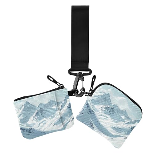 Snowy Mountains Art Damen Münzgeldbörsen Kartenetuis Mini Fashion Wristlet Wallet Schlüsselhalter mit Reißverschluss Münzfach für Damen 2 Stück von siphylline