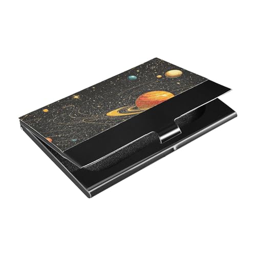 Space Planet Ultradünne Visitenkartenhalter mit Kartenetui aus Leder und Edelstahl zum Schutz Ihrer Karten von siphylline