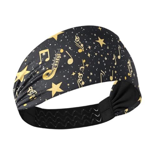 Sport-Stirnbänder mit Musikmustern, Sternen, Safari, kühlend, dehnbar, breite Stirnbänder für Damenhaar, zum Wandern, Fitnessstudio, für den täglichen Gebrauch, Volleyball von siphylline