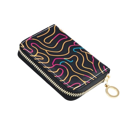 Squiggly Line Geldbörse aus Leder für Karten mit RFID-blockierendem Kartenhalter mit Reißverschluss von siphylline